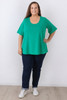 Plus Size Bright Green Scoop Neck Cotton Stretch Tee