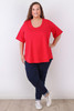 Plus Size Red Scoop Neck Cotton Stretch Tee