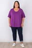 Plus Size Purple Scoop Neck Cotton Top