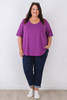 Plus Size Purple Scoop Neck Cotton Stretch Tee