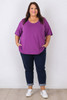 Plus Size Purple Short Sleeve Cotton Top