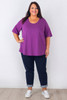 Plus Size Purple Scoop Neck Cotton Stretch Tee