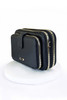 Black Geometric Strap Triple Pocket Cross Body Bag 