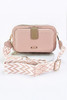 Pink Geometric Strap Triple Pocket Cross Body Bag