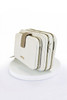 Beige Geometric Strap Triple Pocket Cross Body Bag