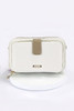 Beige Geometric Strap Triple Pocket Cross Body Bag