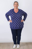Plus Size Blue Polka Dot Cotton Knit Jumper Sizes 18 to 32