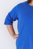 Plus Size Royal Blue Scoop Neck Cotton Stretch Top
