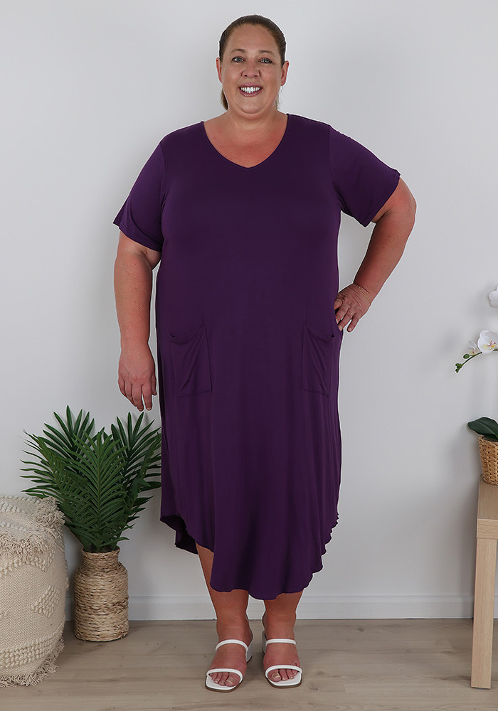 Plus Size Purple T-shirt Dress With 