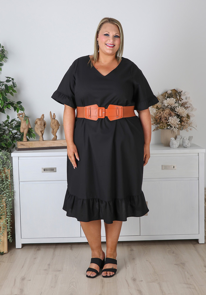 Plus Size Tan Buckle Stretch Belt Curvaceous