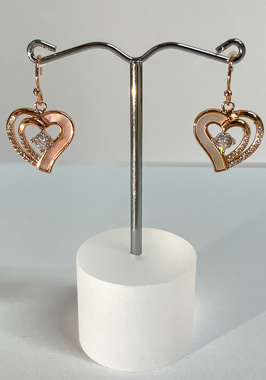 Crystal heart shop drop earrings