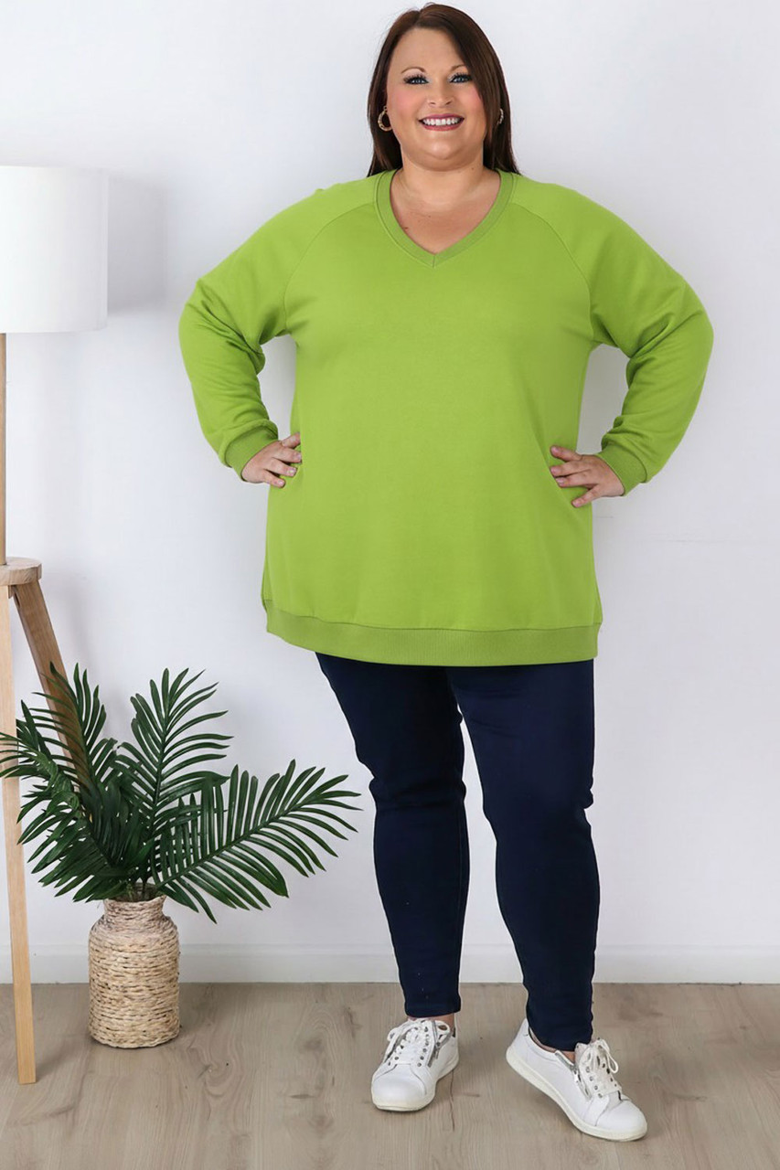 Soft Apple Green Plus Size Super Soft Apple Green Sweater Top | Curvaceous
