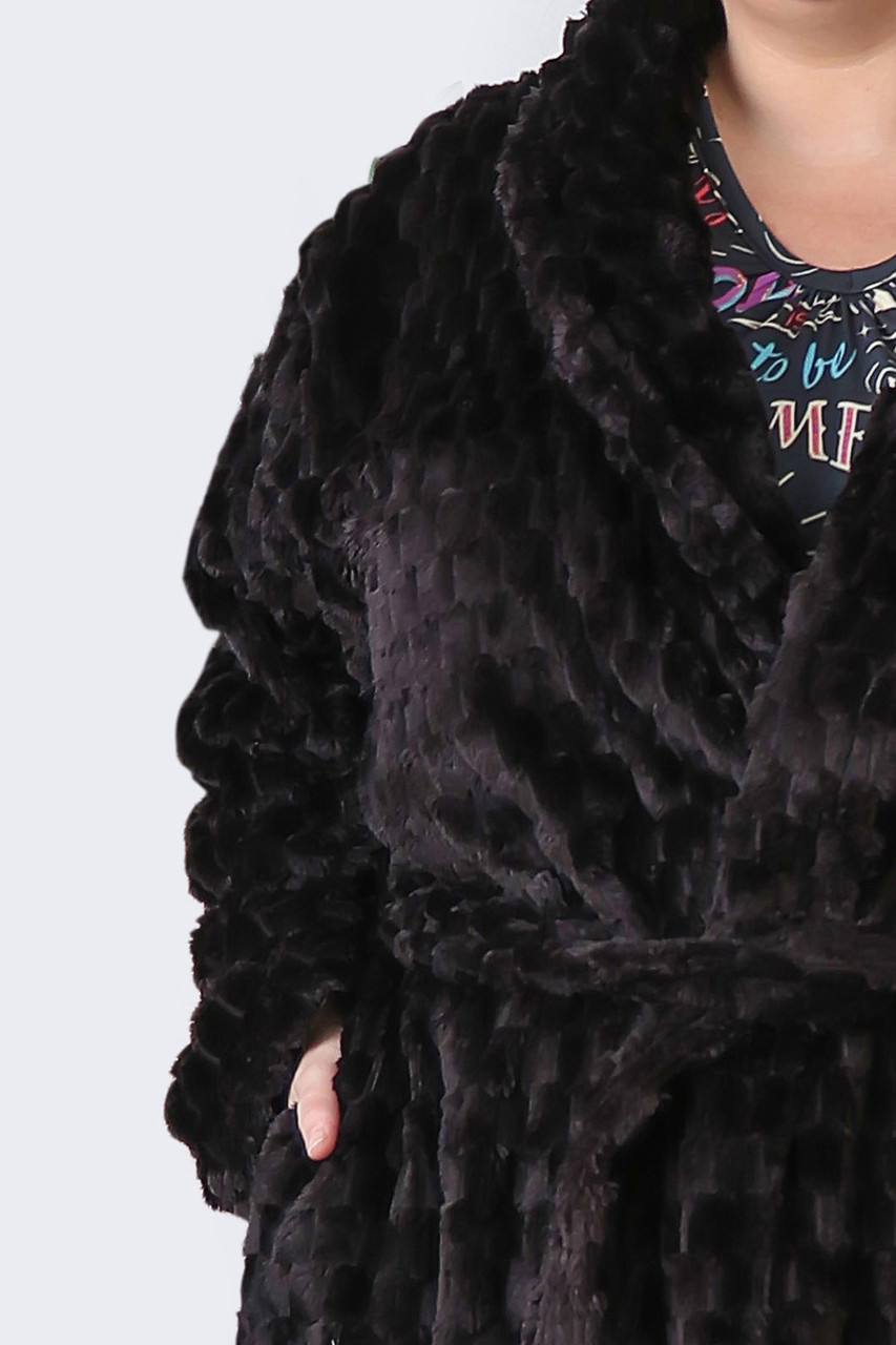 SUKU  DRESSING GOWN ブラック S Ｍ Plus Size Black Dressing Gown | 18 to 32 Curvaceous