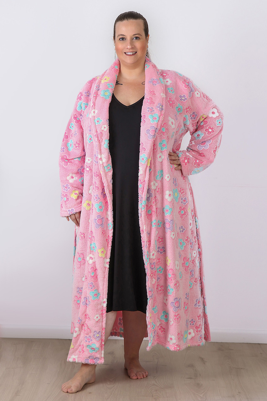 pink floral dressing gown Wholesale Pink Floral Paisley Kimono/Dressing Gown for your store