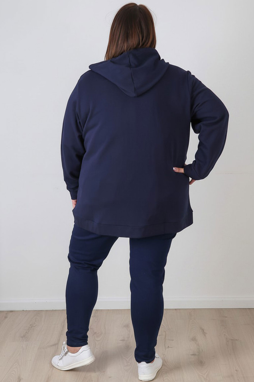 Plus Size Hoodie Navy Zip Front | 18 to 32 Curvaceous
