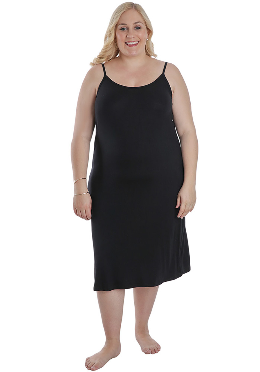 Plus Size Black Stretch Jersey Slip 18 to 28 at Curvaceous