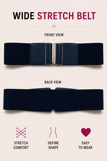 Plus Size Black Gold Buckle Stretch Belt