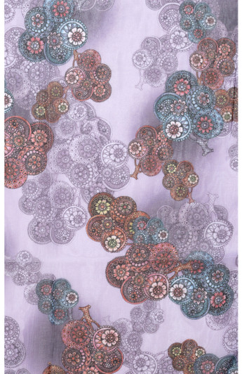 Lilac Swirling Trees Cotton Viscose Blend Scarf