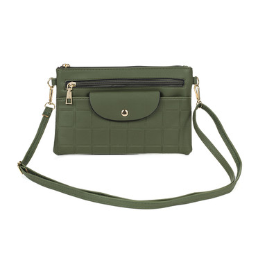 Olive Green Multi Pocket Square Detail Bag