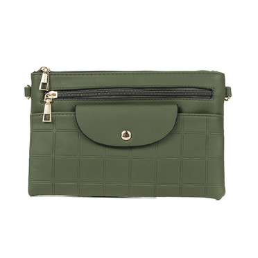 Olive Green Multi Pocket Square Detail Bag