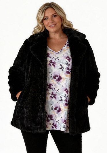 Black Faux Fur Winter Coat