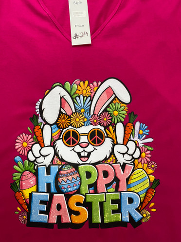 Plus Size 2NDS Hippy Easter Pink V Neck Top Size 22