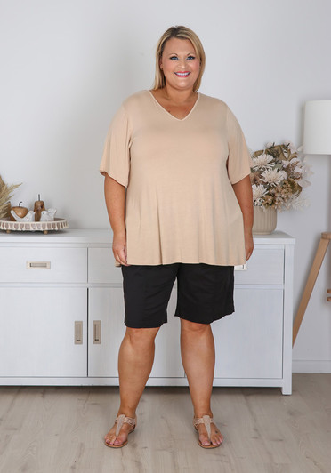 Plus Size Latte Curved Hem Top