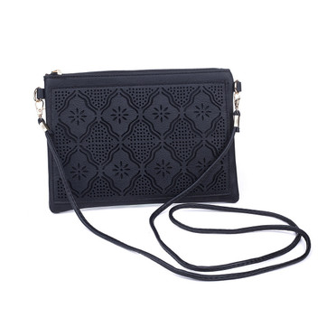 Black Flower Burst Laser Cut Bag
