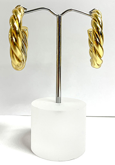 Gold Brass Twist Hoop Earrings