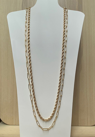 Gold Chain And Rope Link Necklace