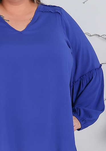 Plus Size Long Sleeve Cobalt Blue Top