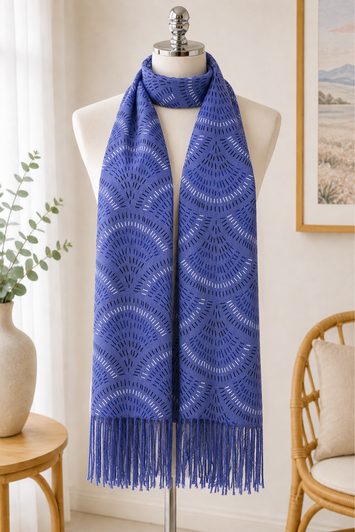 Purple Fan Print Scarf
