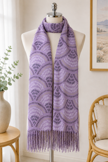 Mauve Fan Print Scarf