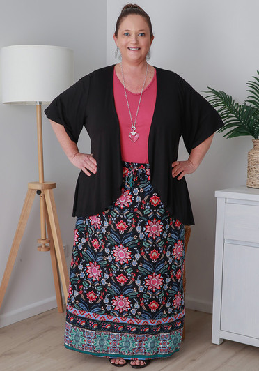 Plus Size Black Floral Skirt