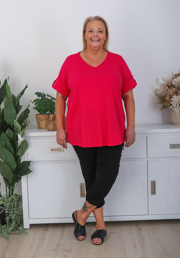 plus size adjustable sleeve tee
