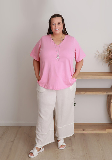 Plus Size White Textured Casual Pant