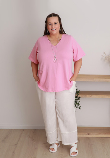 Plus Size White Textured Casual Pant