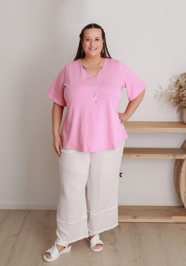 Plus Size White Textured Casual Pant