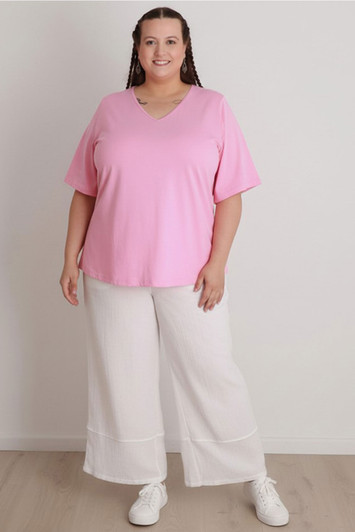 Plus Size White Textured Casual Pant