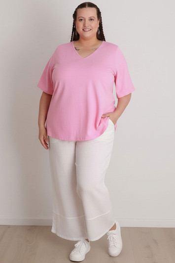 Plus Size White Textured Casual Pant