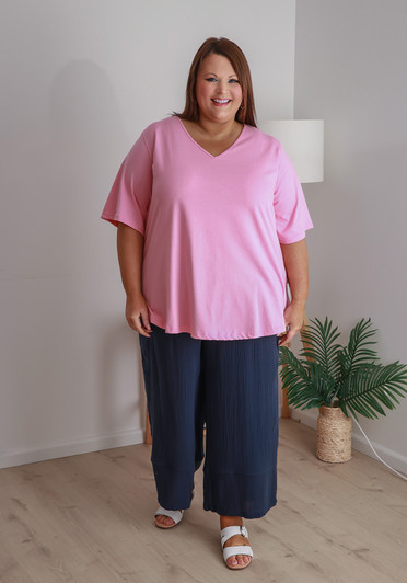 Plus Size Navy Textured Casual Pant