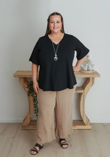 Plus Size Latte Textured Casual Pant