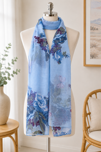 Blue Butterfly Garden Scarf
