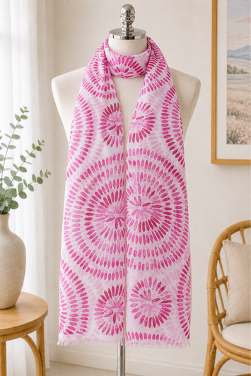 Pink Brush Stroke Circles Scarf