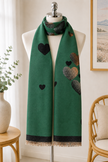 Green Hearts Scarf