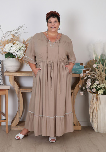 Plus Size Latte ladder lace Dress