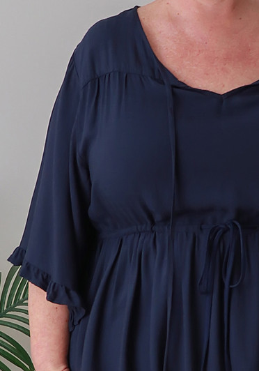 Plus Size Navy Elbow Sleeve Summer Top