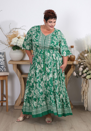 Plus Size Green And White Summer Dress