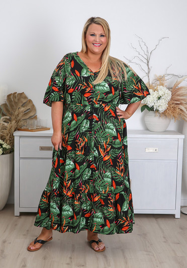 Plus Size Birds Of Paradise Maxi Dress