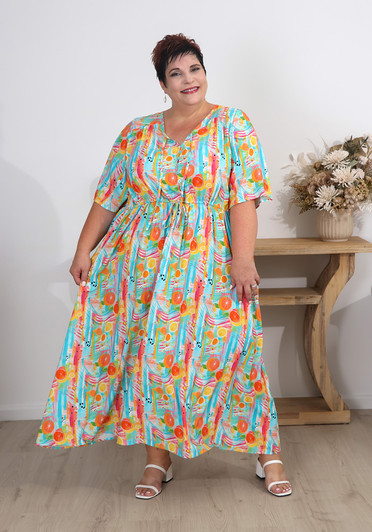 Plus Size Citrus Splash Fun Holiday Dress